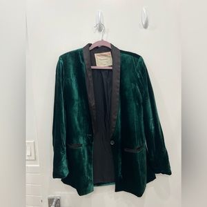 Anthropologie Velvet Green Blazer